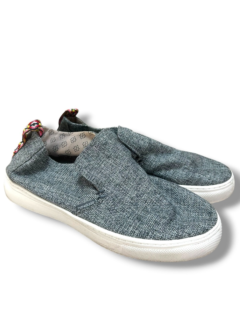 Hey Dude Women’s Peyton Linen Slip On Gray Black Shoes Size 9